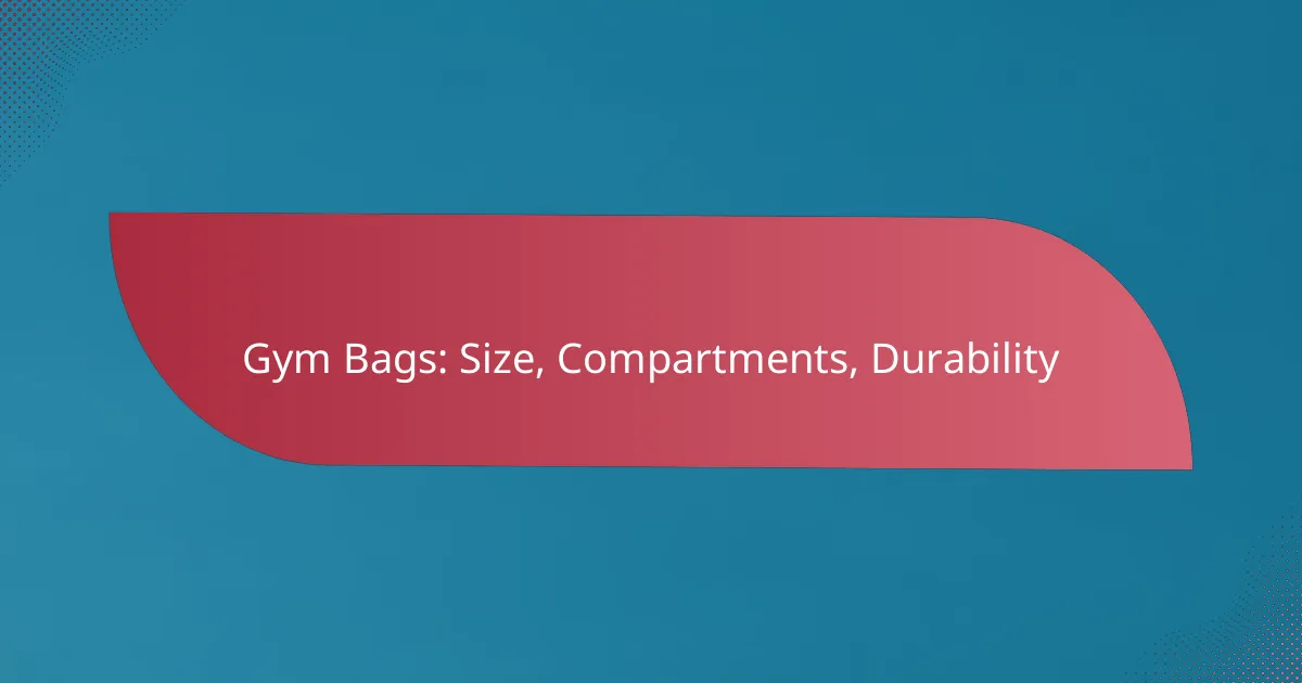 Gym Bags: Size, Compartments, Durability